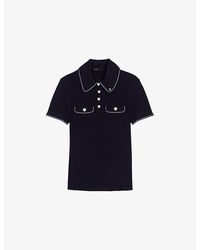 Maje - Flap-Pocket Ribbed Stretch-Knit Polo Shirt - Lyst