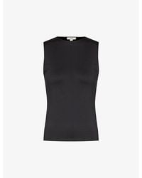 Vince - Sleeveless Round-neck Stretch-woven Top - Lyst
