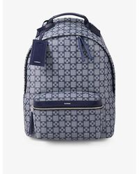 Sandro E23 Cross Monogram-pattern Shell Backpack - Blue
