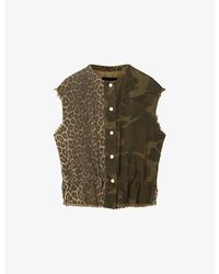 AllSaints - Sofi Camo And Leopard-Print Cotton Waistcoat - Lyst