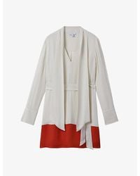 Reiss - Marta Tie-neck Colour-block Woven Mini Dress - Lyst