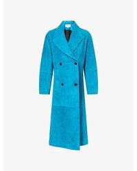 Alaïa - Double-Breasted Suede Leather Trench Coat - Lyst