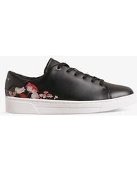 Ted Baker - Arlita Floral-print Leather Low-top Trainers - Lyst