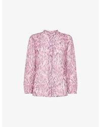 Whistles - Leopard-Print Long-Sleeve Pleated Woven Shirt - Lyst