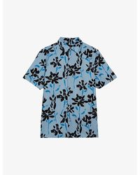 Ted Baker - Verzee Floral-print Regular-fit Lyocell, Cotton And Linen Shirt - Lyst