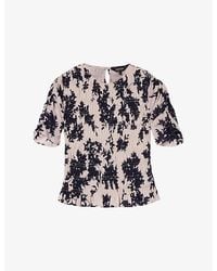 Whistles - Ivory Floral-Print Cotton Top - Lyst