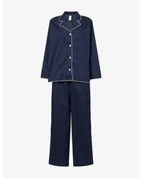 Desmond & Dempsey - Placement-Print Long-Sleeve Cotton Pyjama Set - Lyst