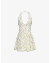 House Of Cb - Iris Halter Neck Georgette Woven Mini Dress Xs (A-C Cup) - Lyst