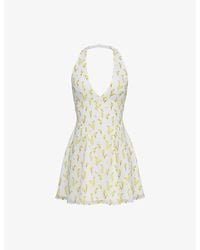 House Of Cb - Iris Halter Neck Georgette Woven Mini Dress Xs (A-C Cup) - Lyst