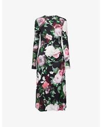 Erdem - Floral Draped Stretch-Woven Midi Dress - Lyst