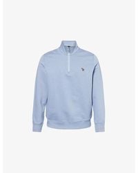 Paul Smith - Zebra Embroidered-Logo Half-Zip Cotton-Jersey Sweatshirt - Lyst