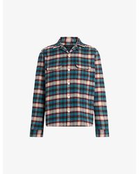 AllSaints - Crayo Floral-embroidered Checked Recycled-polyester Shirt - Lyst