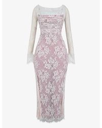 House Of Cb - Artemis Corseted Lace Maxi Dress - Lyst