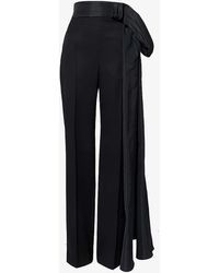 Alexander McQueen - Bow-embellished Straight-leg High-rise Wool Trousers - Lyst