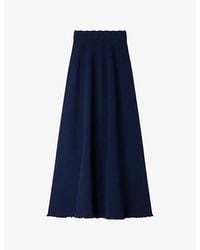 Sandro - Elasticated-Waist Pointelle Knitted Maxi Skirt - Lyst