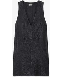 Zadig & Voltaire - Rasha Crinkled-effect Sleeveless Leather Mini Dress - Lyst