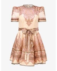 Zimmermann - Ascent Picnic Linen-And-Silk Mini Dress - Lyst