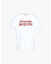 Alexander McQueen - Logo-print Crewneck Cotton-jersey T-shirt X - Lyst