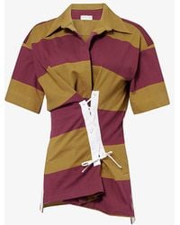 Dries Van Noten - Rugby-style Cinched-waist Striped Cotton-jersey Top - Lyst