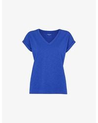 Whistles - Willa V-Neck Cotton-Jersey T-Shirt - Lyst