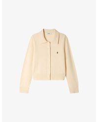 Sandro - Branded Fine-Knit Wool And Cashmere Cardigan - Lyst