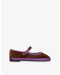 Flabelus - Archer Velvet Mary-Jane Flats - Lyst