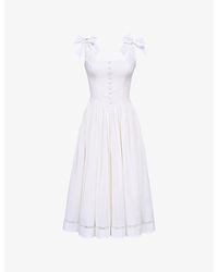 House Of Cb - Lillia Bow-Detail Stretch-Cotton Midi Dress Xs (A-C Cup) - Lyst