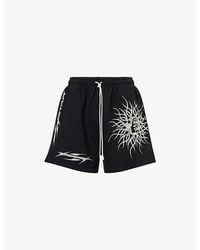 HELLSTAR - Flame Yang Drawstring Cotton-Jersey Shorts - Lyst