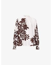Phase Eight - Hattie Floral-Print Satin Blouse - Lyst