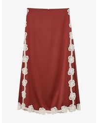Reiss - Doa Floral-Lace Satin Midi Skirt - Lyst