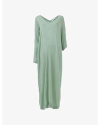 eem - Asymmetric Neck Stretch-Knit Maxi Dress - Lyst