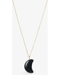 The Alkemistry Iqra Moon 18ct Yellow-gold Black Obsidian And 0.03ct Round-cut Diamond Pendant Necklace - Metallic