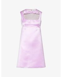 Nina Ricci - Bow-embellished Satin Mini Dress - Lyst