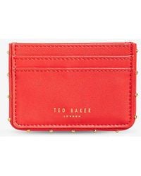 Ted Baker - Kahnia Stud-embellished Logo-embossed Leather Card Holder - Lyst