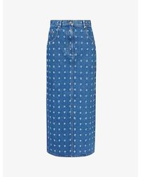 Nina Ricci - Distressed-pattern Slim-fit Denim Maxi Skirt - Lyst