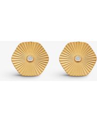 Monica Vinader - Disco 18ct Recycled Yellow Gold-plated Vermeil Sterling-silver And 0.01ct Diamond Stud Earrings - Lyst