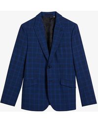 Ted Baker - Apolloj Check-pattern Slim-fit Wool Suit Jacket - Lyst
