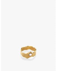 Monica Vinader - Capri Button 18Ct-Plated Vermeil Sterling- And Pearl Ring - Lyst