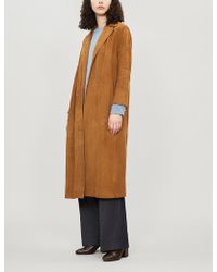 Max Mara Gin Suede Longline Wrap Coat - Brown