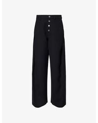 Jean Paul Gaultier - Sculptural Two-Slip-Pockets Wide-Leg High-Rise Woven Trousers - Lyst