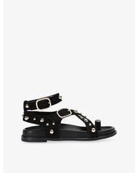 Steve Madden - Linear Flat Suede Sandals - Lyst
