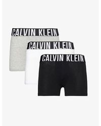 Calvin Klein - Logo-waistband Pack Of Three Recycled Cotton-blend Trunk - Lyst