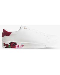 Ted Baker - Arlila Rose-print Low-top Leather Trainers - Lyst