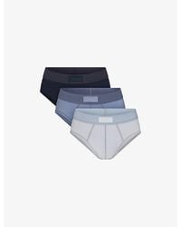 Skims - Logo-Waistband Pack Of Three Cotton-Jersey Briefs - Lyst