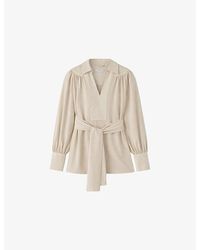 JOSEPH - Bou Belted-Waist Crepe Blouse - Lyst