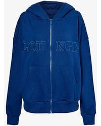 Lounge Underwear - Vy Brand-embroidered Zip-up Cotton-jersey Hoody - Lyst