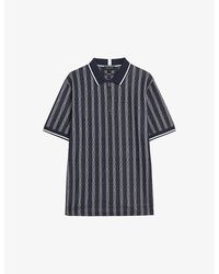 Ted Baker - Icken Cable-jacquard Short-sleeve Stretch-cotton Polo - Lyst