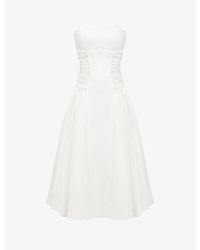 House Of Cb - Georgiana Slim-Fit Strapless Stretch-Cotton Midi Dress - Lyst