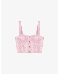 Maje - Sweetheart-neck Tweed Cropped Top - Lyst