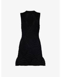Alaïa - Python Textured Flared-hem Knitted Mini Dress - Lyst